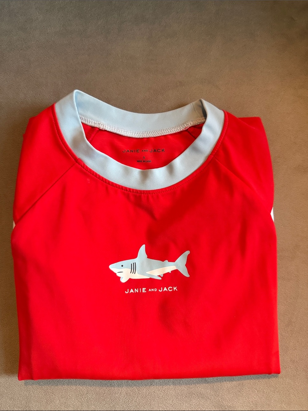 Janie and Jack Long Sleeve Shark 🦈Design Rashguard Size 6